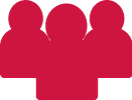 red silhuetted people huddled together
